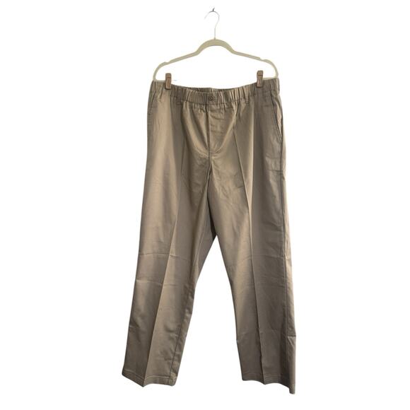 Lands End Mens Tag 37 (37Wx30L) Elastic Waist Pullon Khaki Chino Pants #5107 - Picture 1 of 13